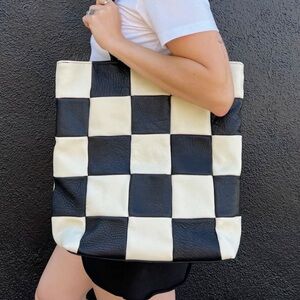 Black and Cream Checkered Women's Bag